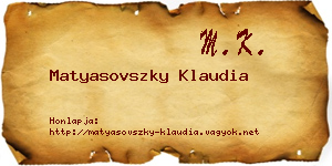 Matyasovszky Klaudia névjegykártya